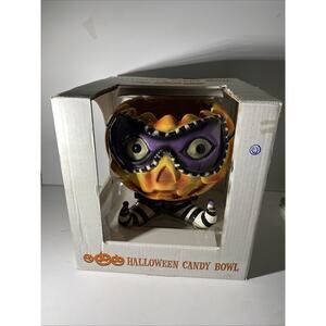 Giant Masked Jack-O-Lantern Pumpkin Halloween Candy Bowl, In Box!